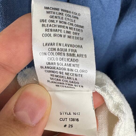 52Seven Blue & White Tiered Colorblock Cap Sleeve Linen Blend Dress Size 12 - Picture 10 of 10